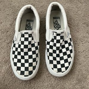 Custom Black/White Checkered Slip on Vans - Size 6 Women